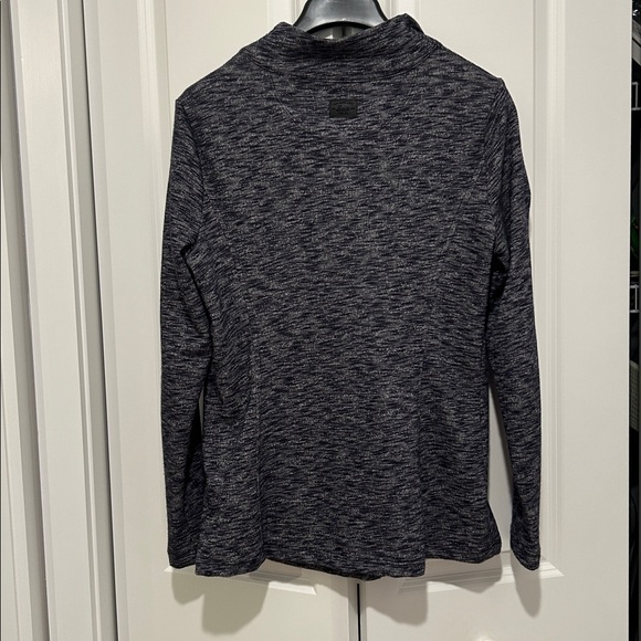 Asymmetrical Sweater Jacket moto look Navy Blue Full zip and short sleeve shell - Picture 6 of 13